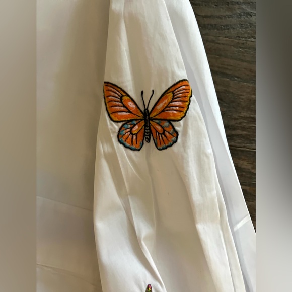 NWT Fanm Mon Larson Embroidered Long Sleeve VNeck Mini White Cotton Dress Sz XL - Picture 10 of 16